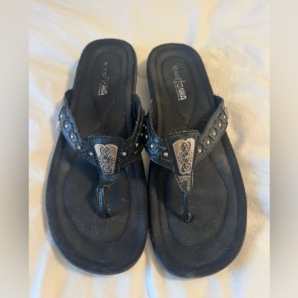 Minnetonka Black Sandals